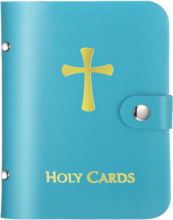 ✝🙏Catholic Faux Leather Holy Card Holder – Pocket Prayer Card Organizer with Snap Closure