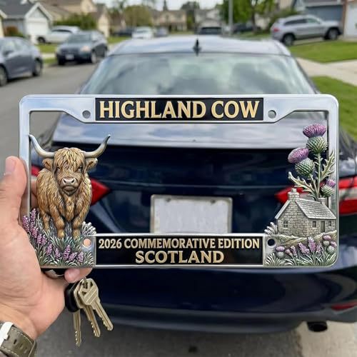 🔥Last Day 49% OFF - 🐂 Highland Cow License Plate Frame