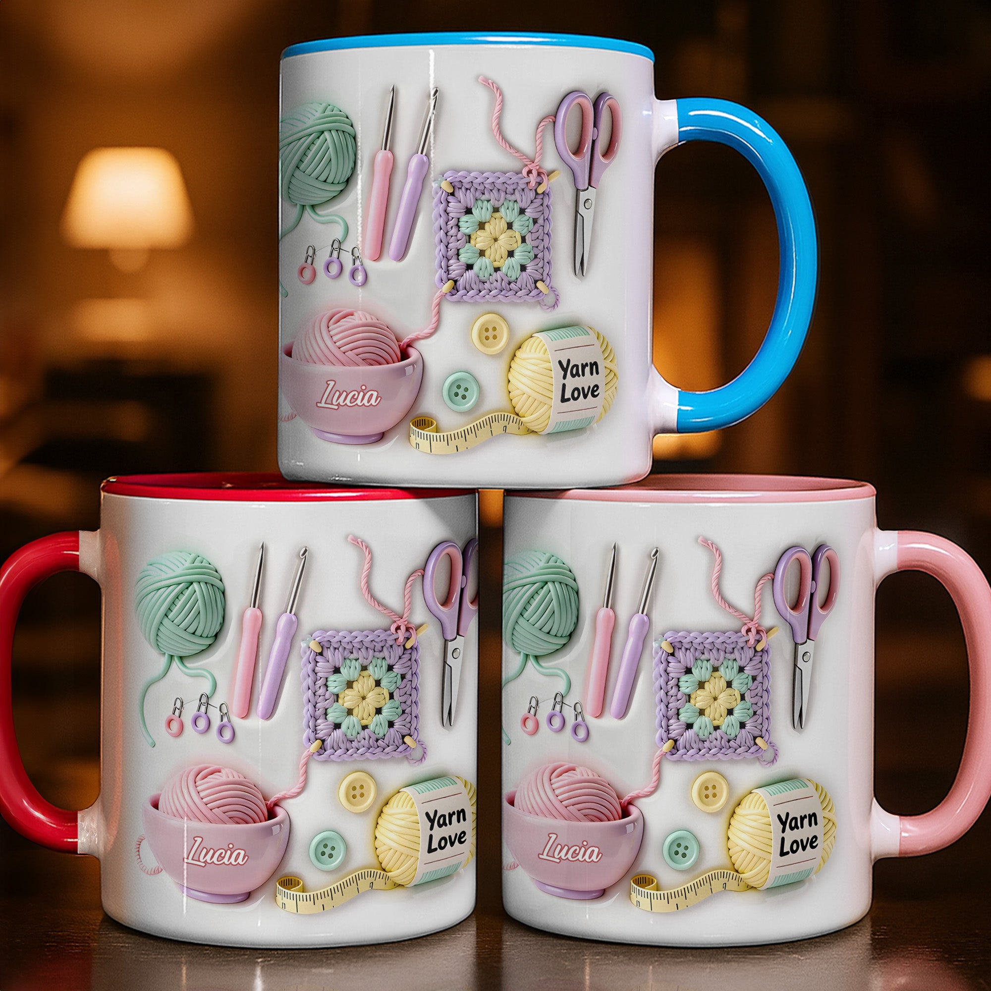 Celebrate Your Yarn Love With Yarn Balls And Crochet Hooks - Personalized Custom Accent Mug