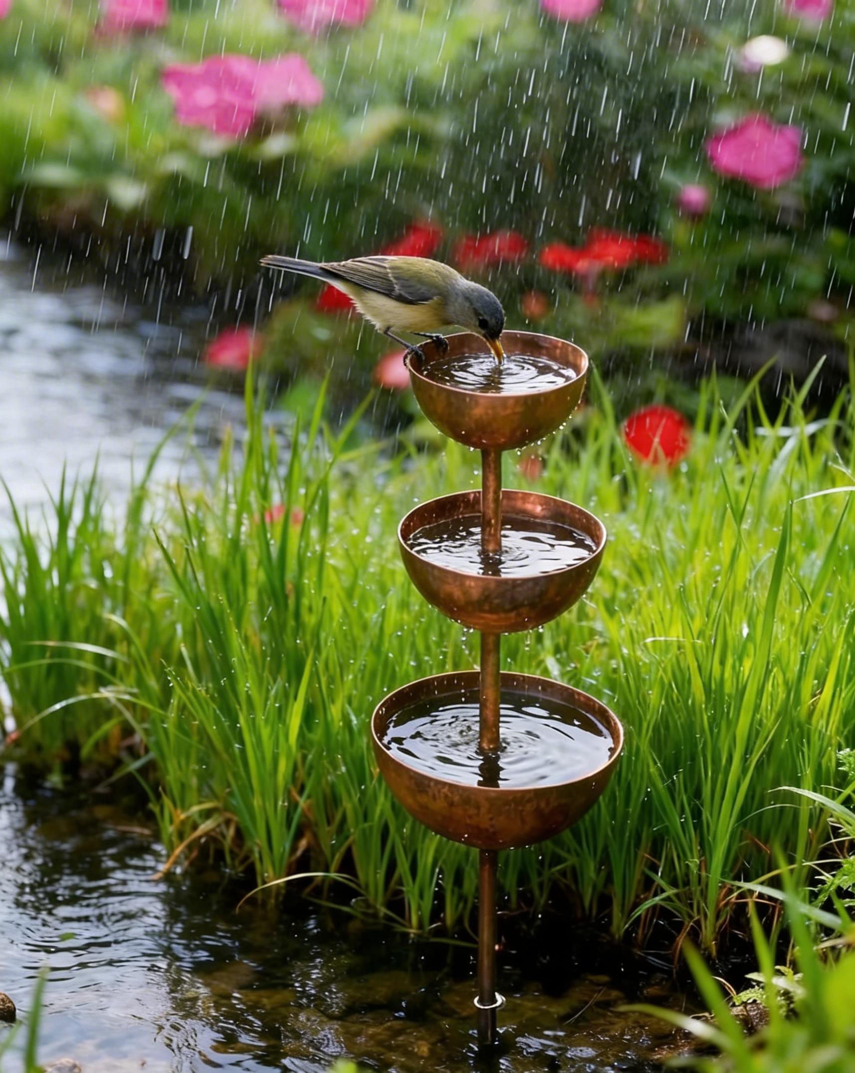 🌧️ Rain Catcher - Plant Support 🐦Metal Garden Ornament