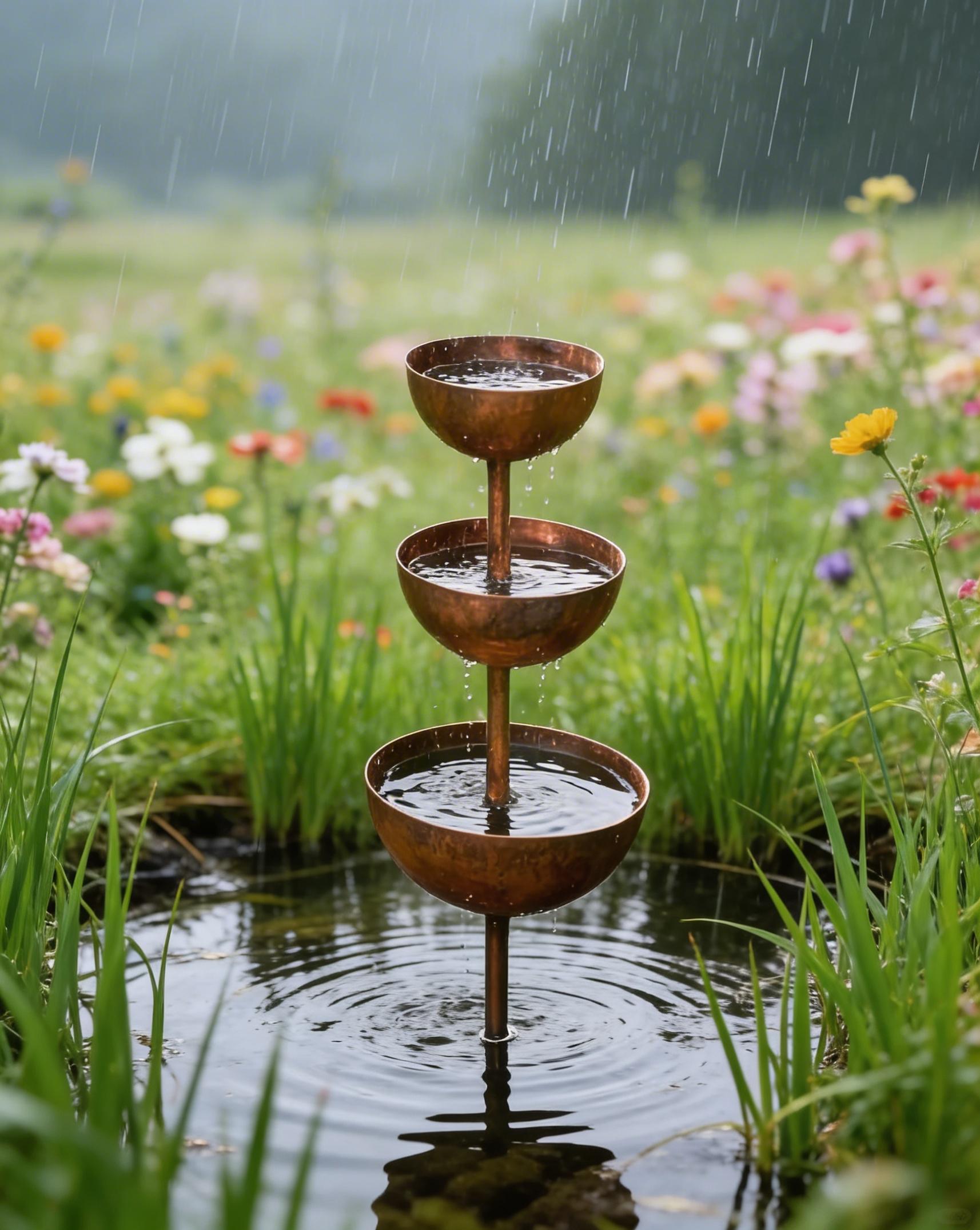 🌧️ Rain Catcher - Plant Support 🐦Metal Garden Ornament