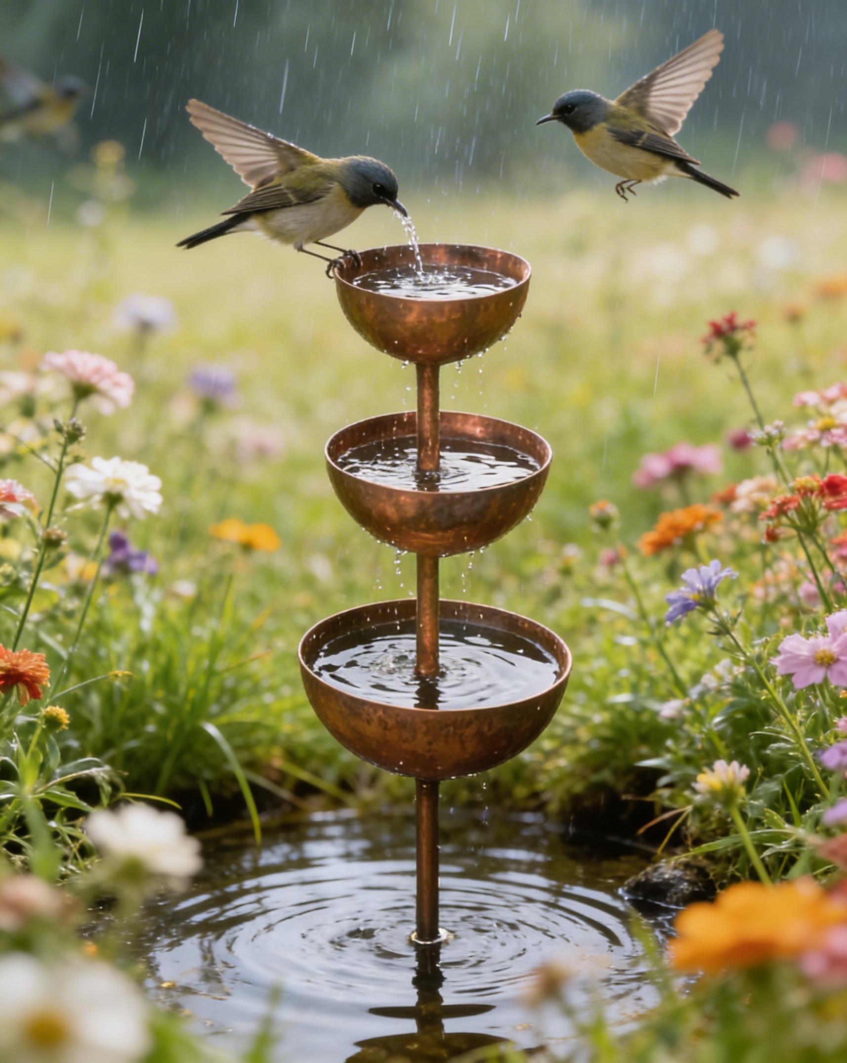 🌧️ Rain Catcher - Plant Support 🐦Metal Garden Ornament