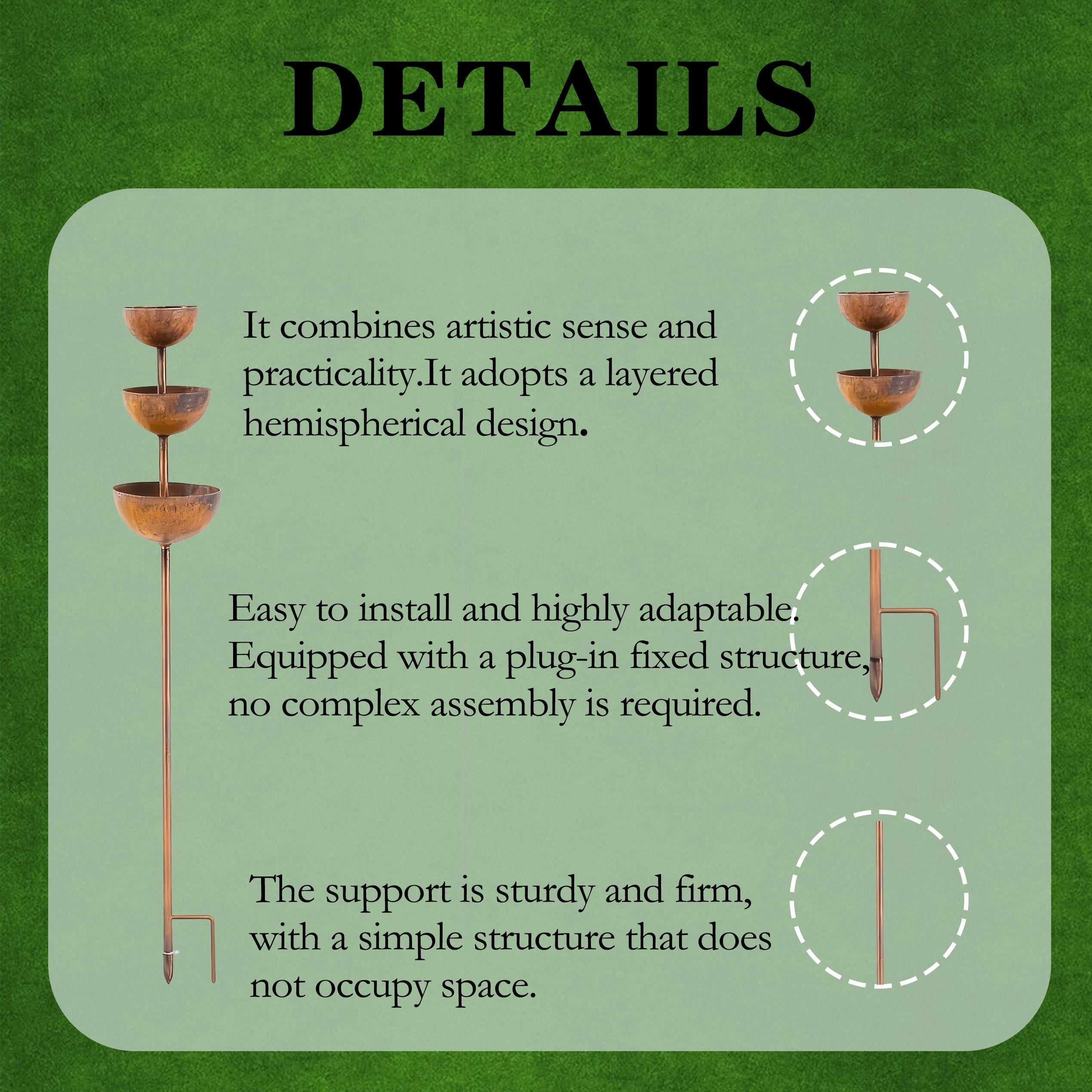 🌧️ Rain Catcher - Plant Support 🐦Metal Garden Ornament