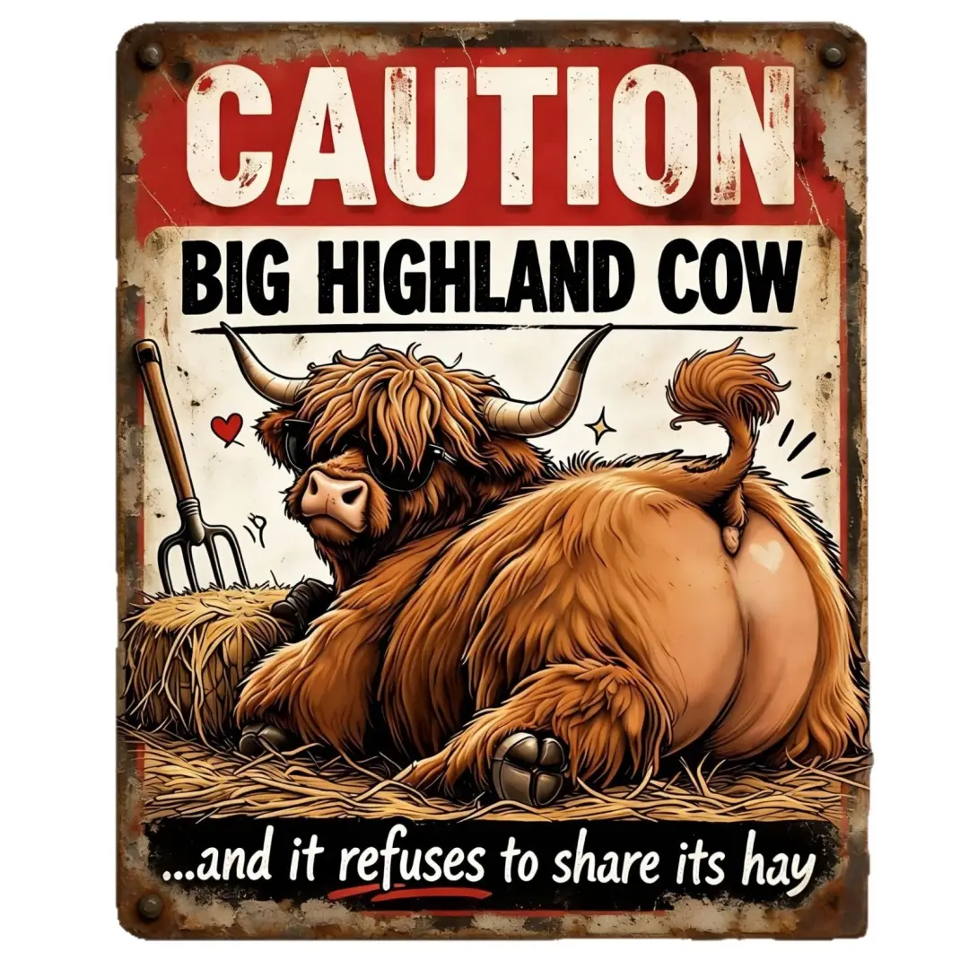 Vintage Highland Cow Tin Sign