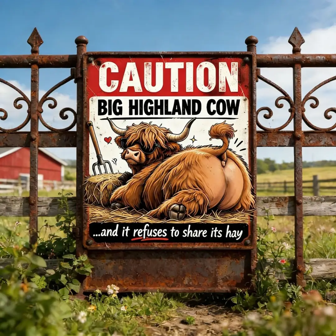 Vintage Highland Cow Tin Sign