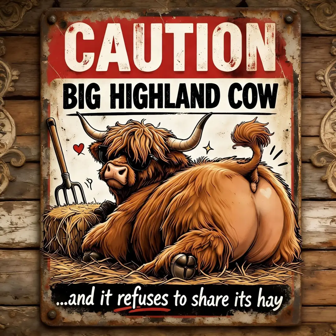 Vintage Highland Cow Tin Sign