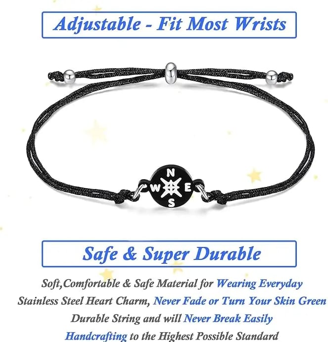 Graduation Compass Bracelet for Class of 2026 – Inspirational Gift for Her Him, High School College 8th Grade Graduate, Stainless Steel with Heartfelt Card & Graduation Cap Box