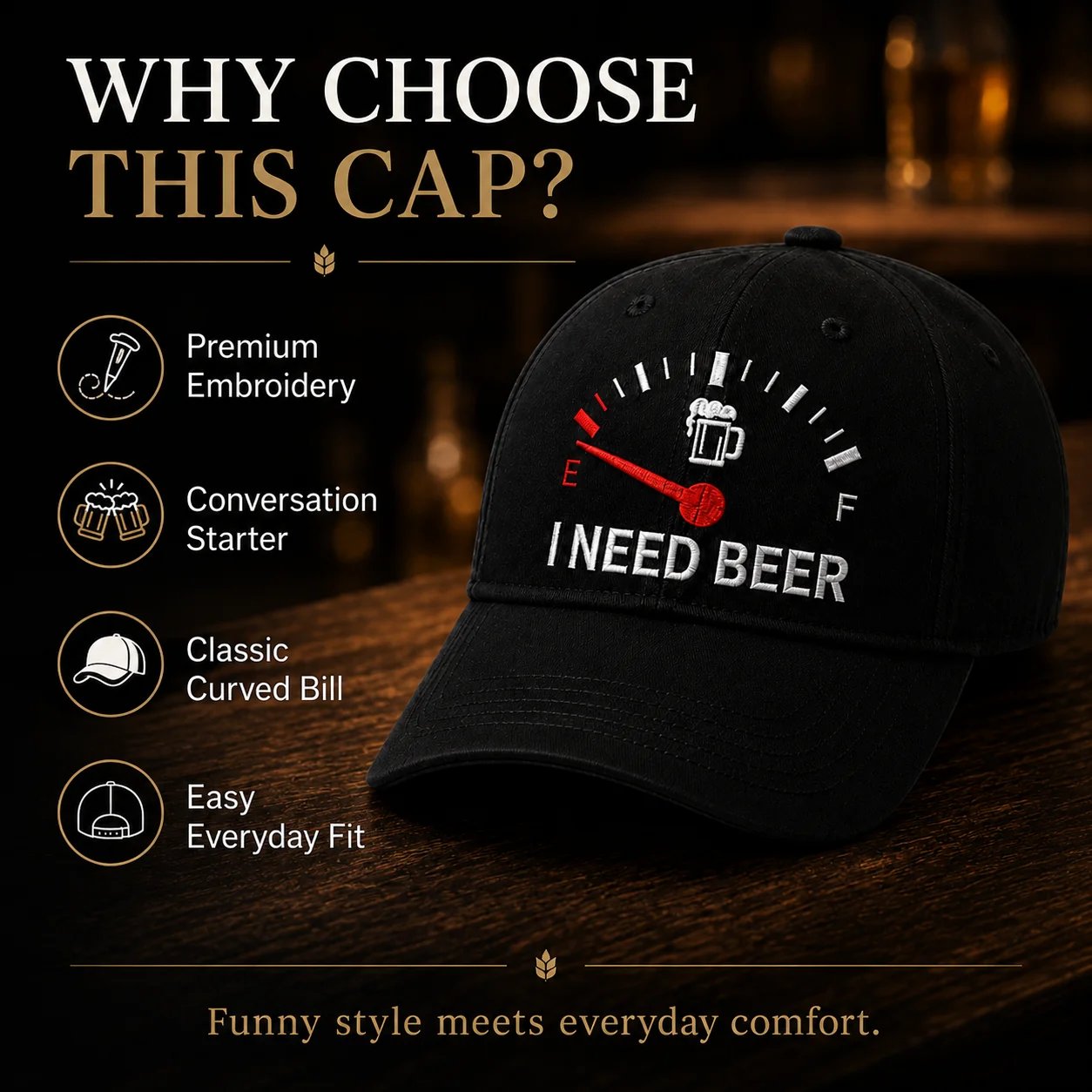 🍺 I NEED BEER Embroidered Baseball Cap – Unisex Memorial Hat🧢 100% Cotton