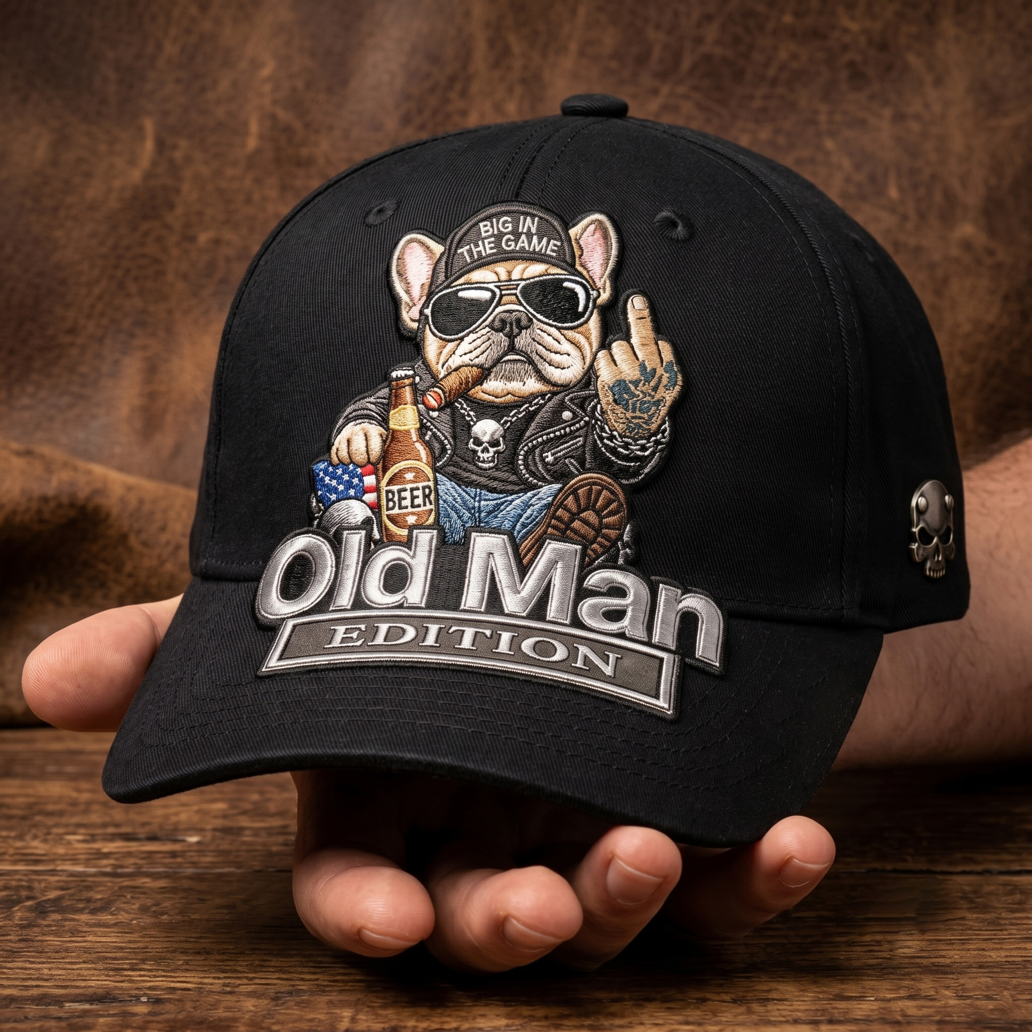 "Old Man Edition" Rebellious Bulldog Embroidered Baseball Cap