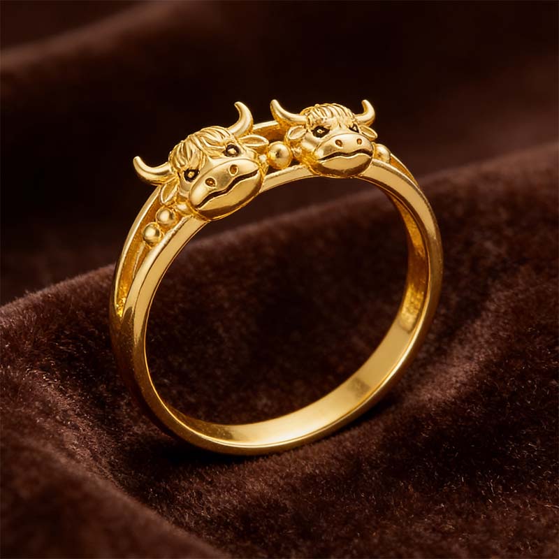 🔥HOT SALE 49% OFF 💕 ✨ Handcrafted Highland Cow 925 Sterling Silver Adjustable Ring