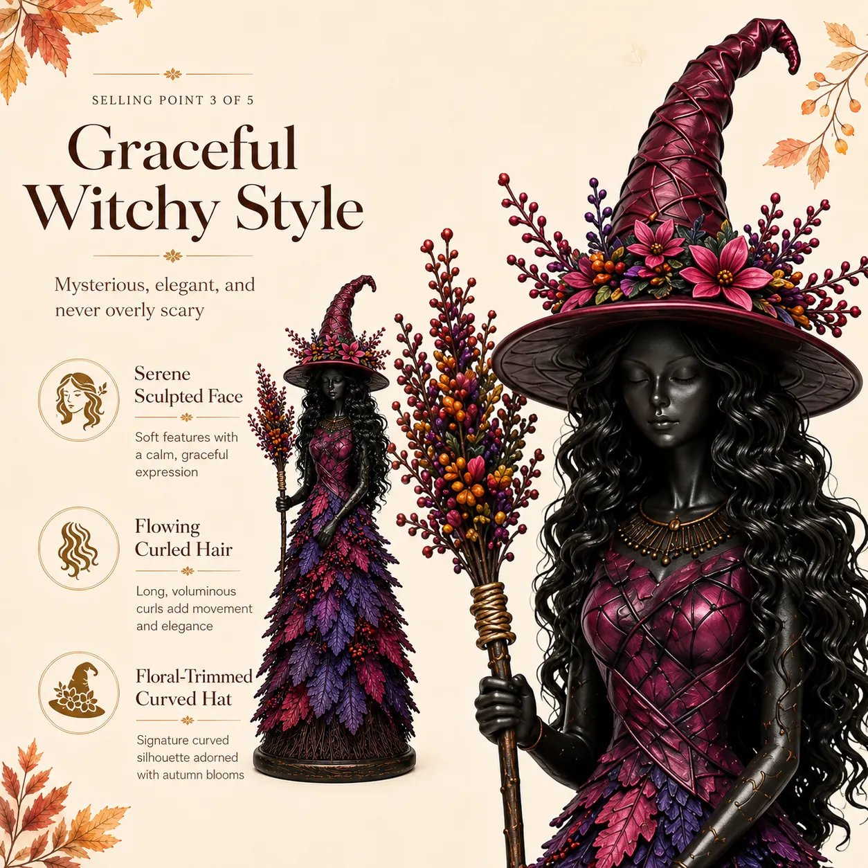 🧙 Enchanted Autumn Witch Figurine