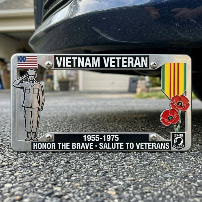🎖️🦅Vietnam Veteran Tribute License Plate Frame | Perfect for Front & Rear Use