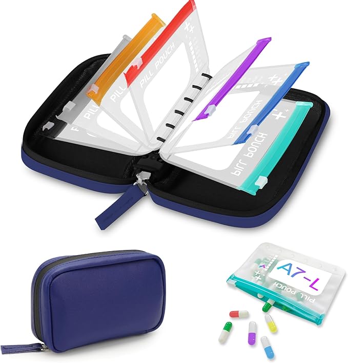 💊 A7 Waterproof Pill Organizer – 7 Large Zippered Pouches for A7 Binder