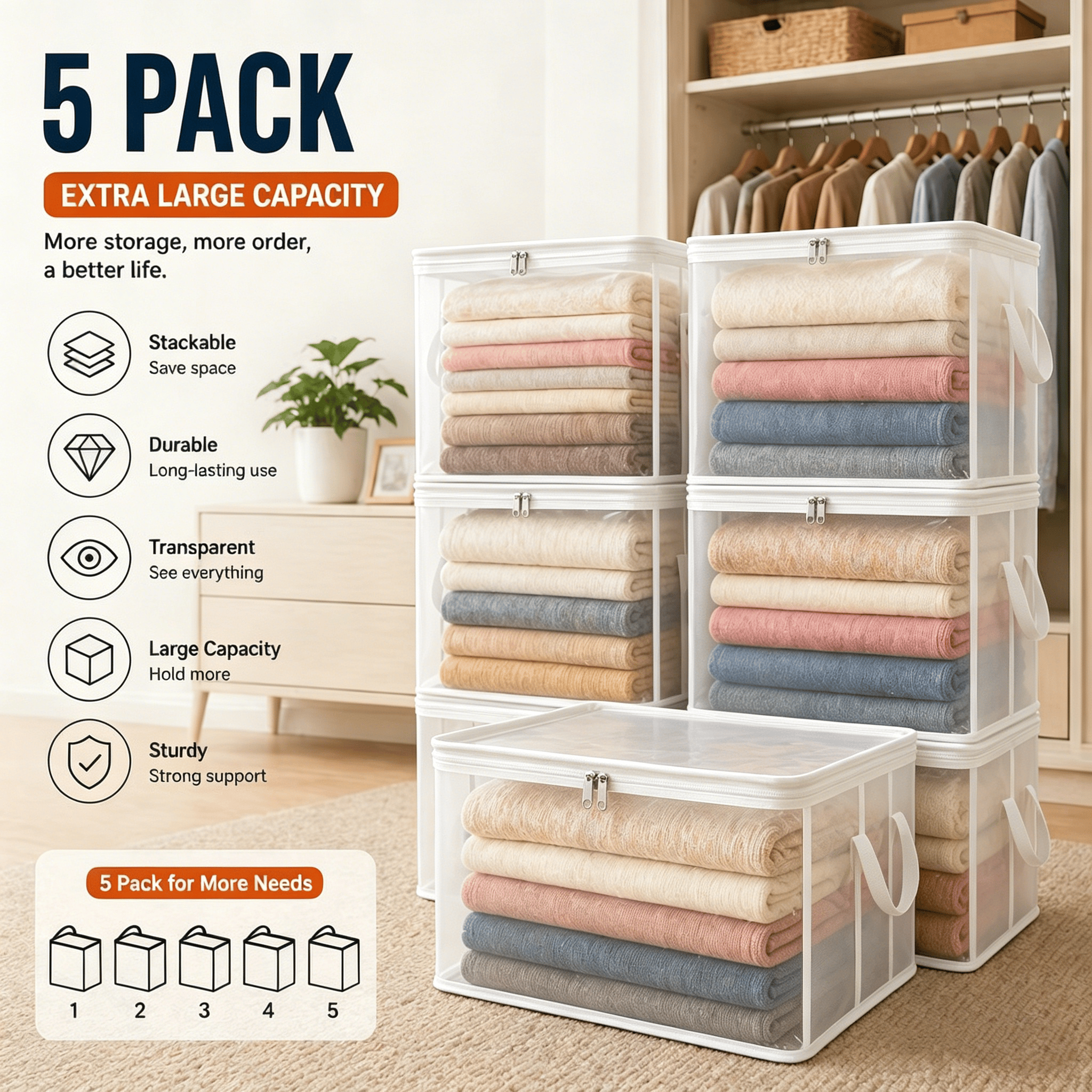 🎁 Mother's Day Sale 49% OFF📦Large Heavy-Duty Thick Plastic Clear Storage Bag for Clothes, Moving & Storage