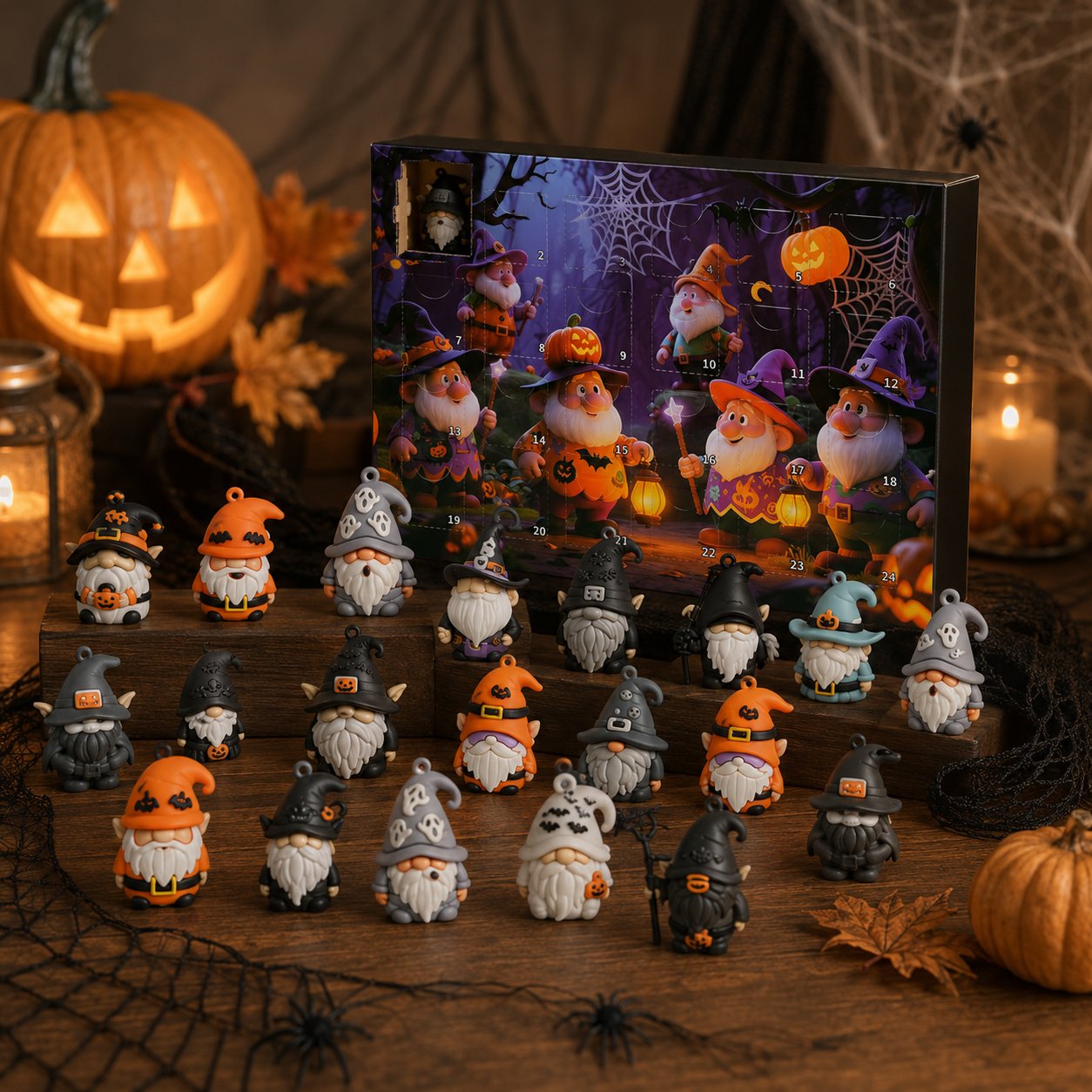 🎃 24 Days of Halloween Gnome Surprise Figures Advent Calendar Box