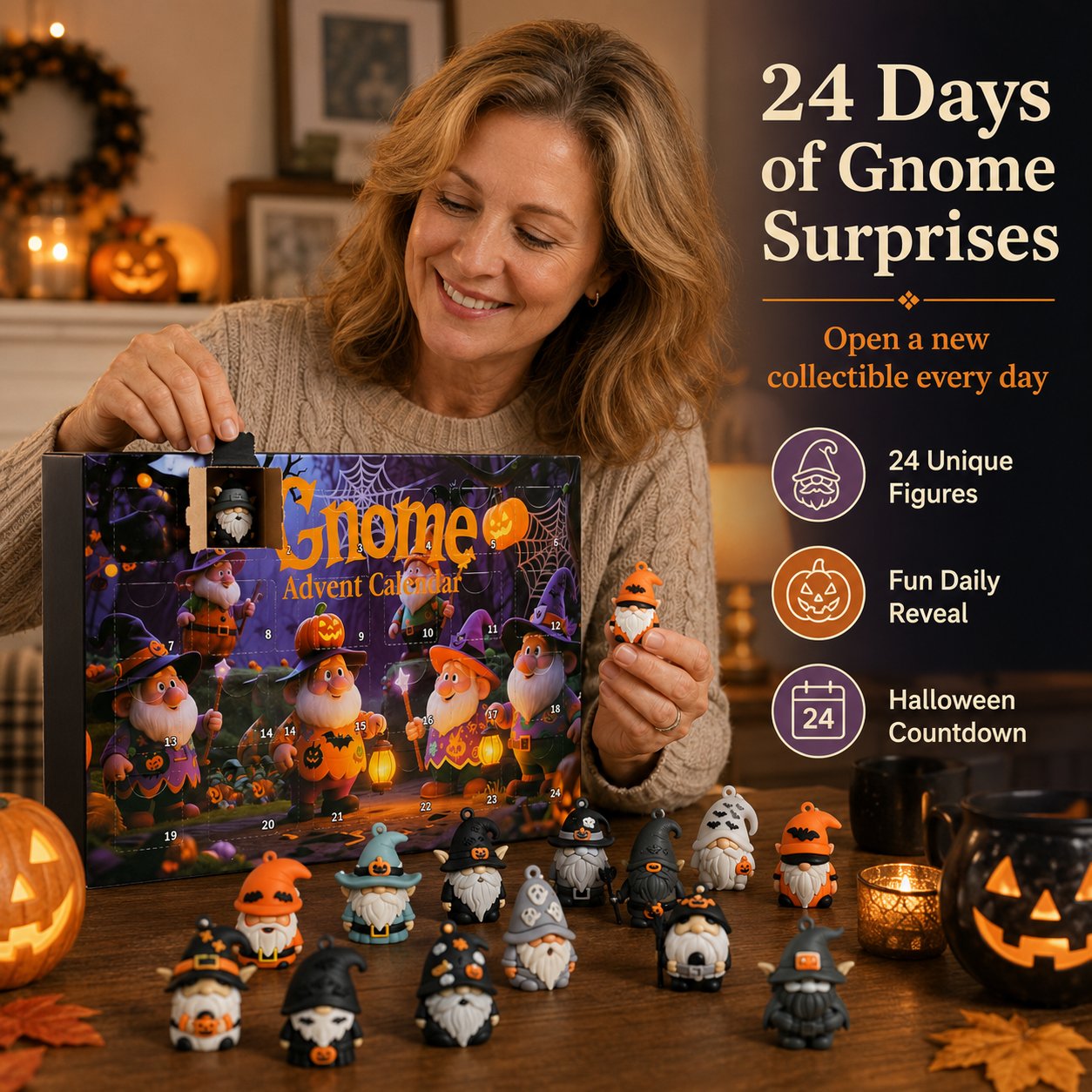🎃 24 Days of Halloween Gnome Surprise Figures Advent Calendar Box