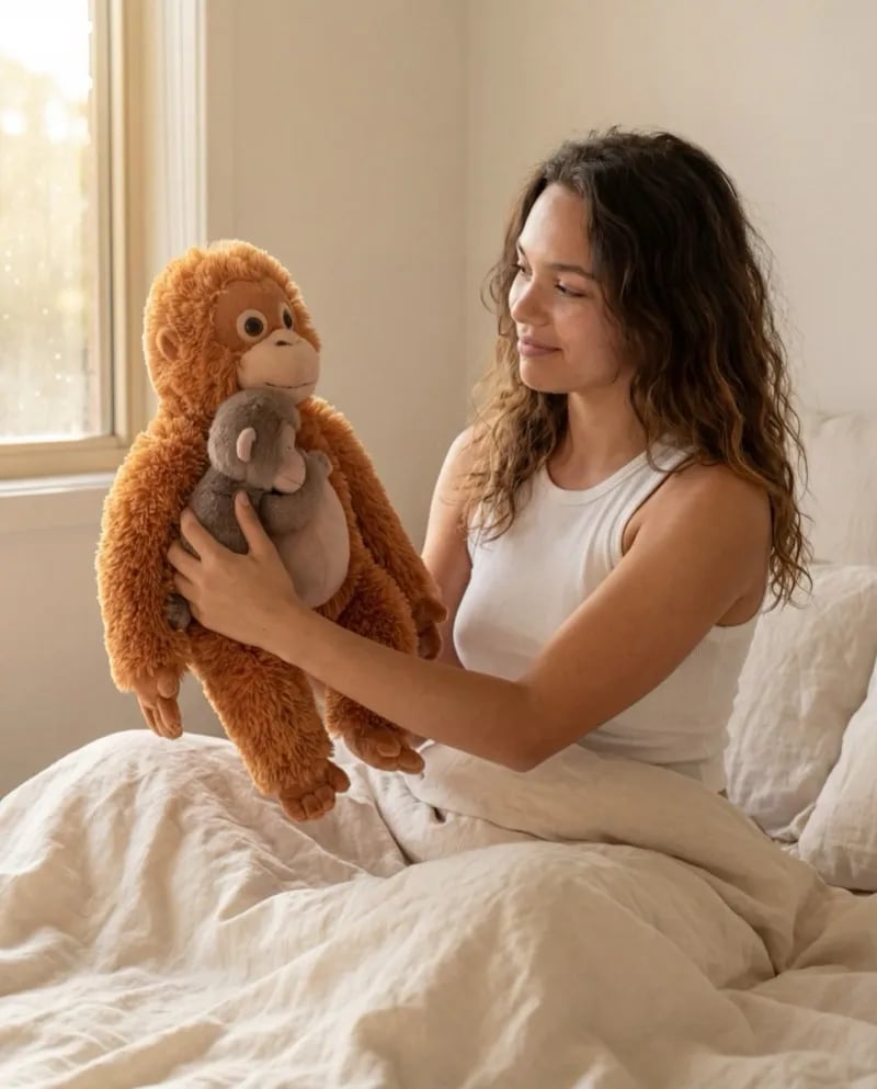 Sarah with Mama Punch plushie