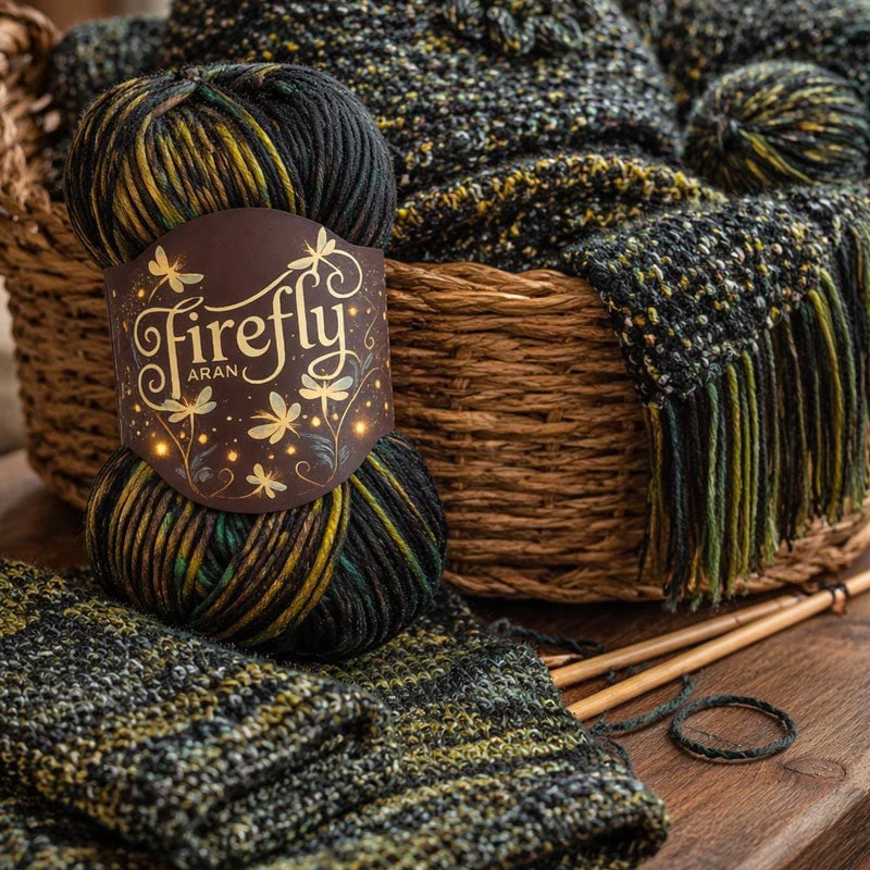 🧶Aran Wool ‘Firefly’ Iridescent Shimmer Yarn: A Touch of Magic in Every Stitch💫