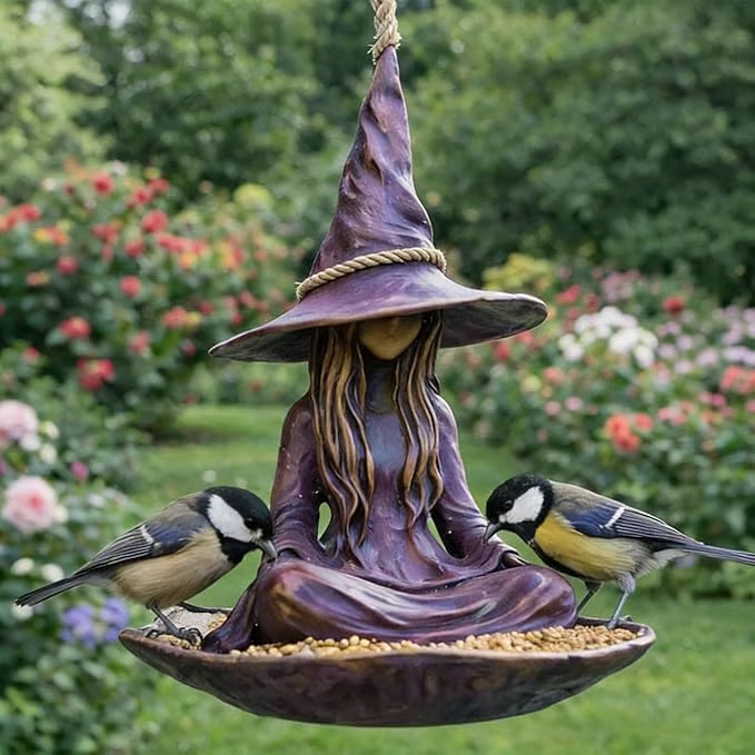 🧙‍♀️Meditating Witch Garden Bird Feeder
