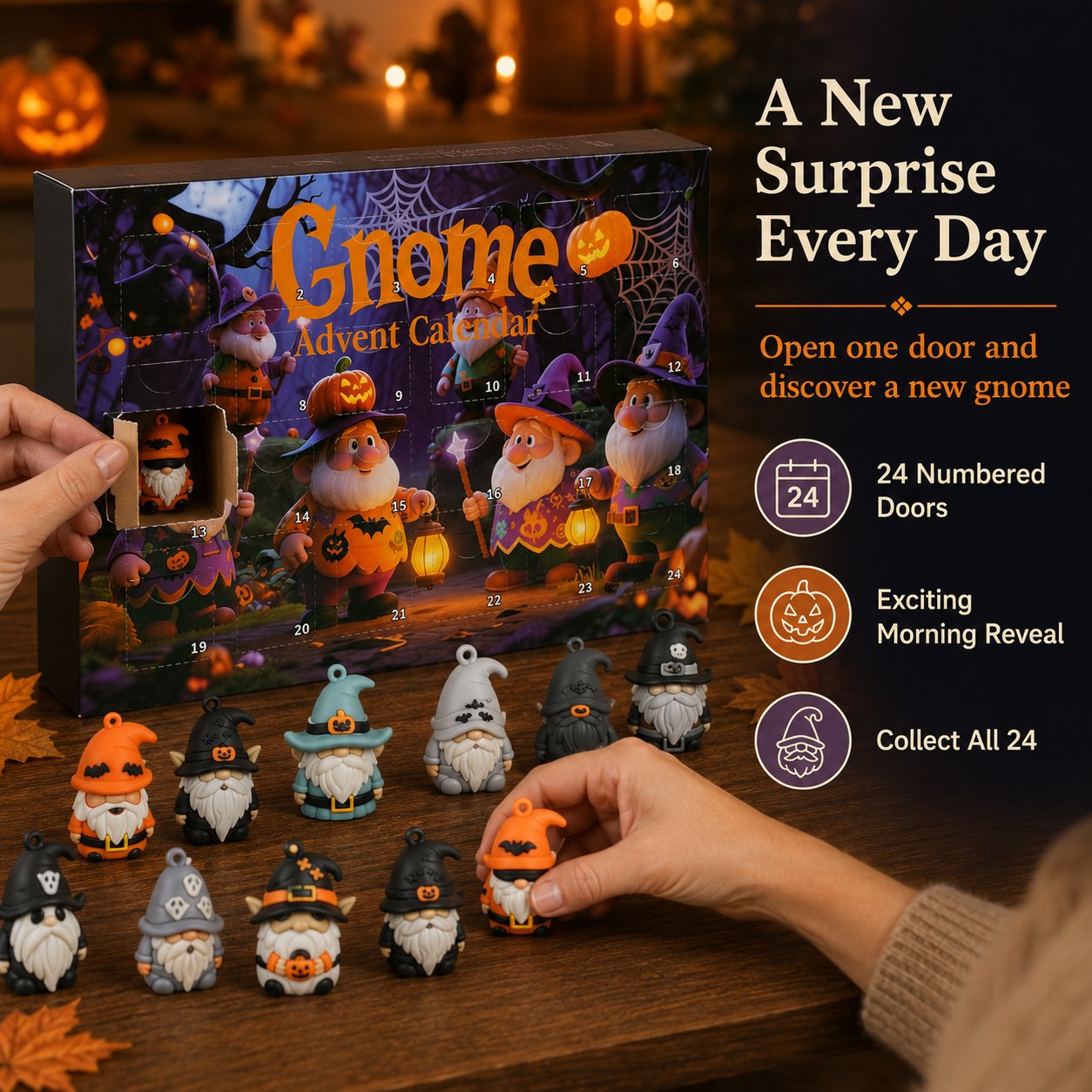 🎃 24 Days of Halloween Gnome Surprise Figures Advent Calendar Box