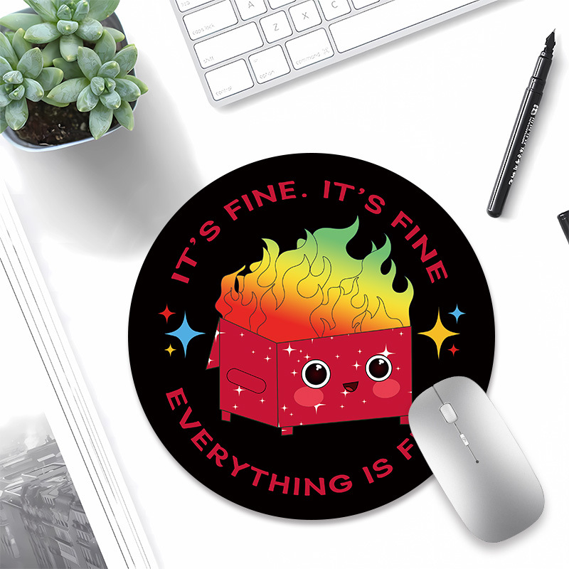 Dumpster on Fire Round Mouse Pad