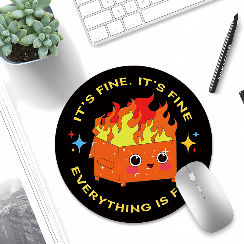 Dumpster on Fire Round Mouse Pad