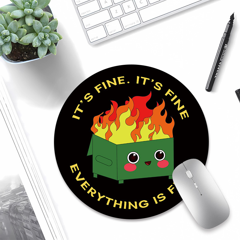 Dumpster on Fire Round Mouse Pad
