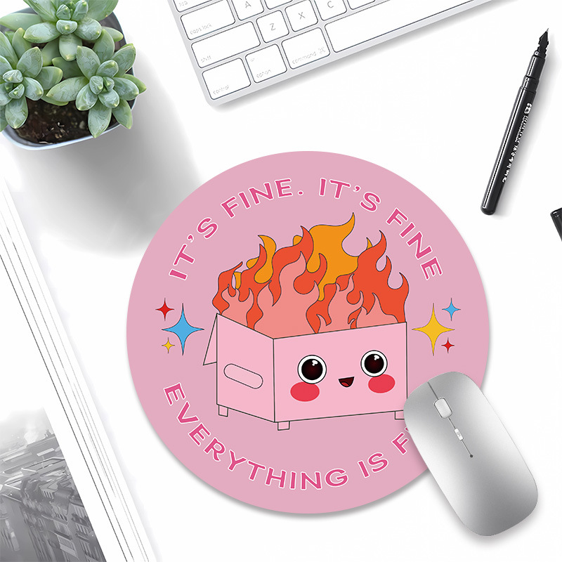 Dumpster on Fire Round Mouse Pad