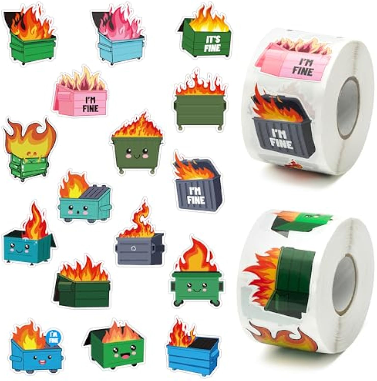 500PCS Dumpster Fire Roll Stickers