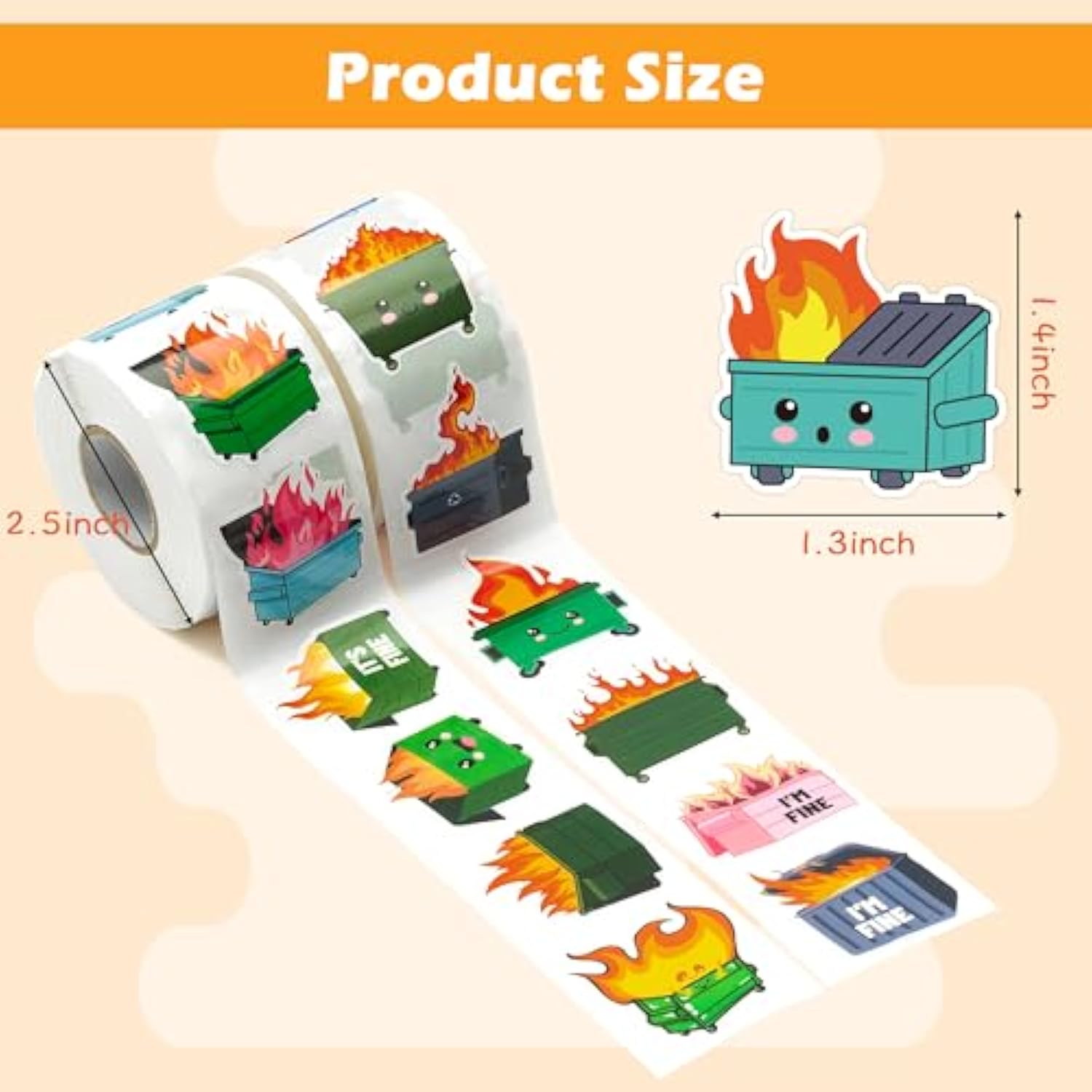 500PCS Dumpster Fire Roll Stickers