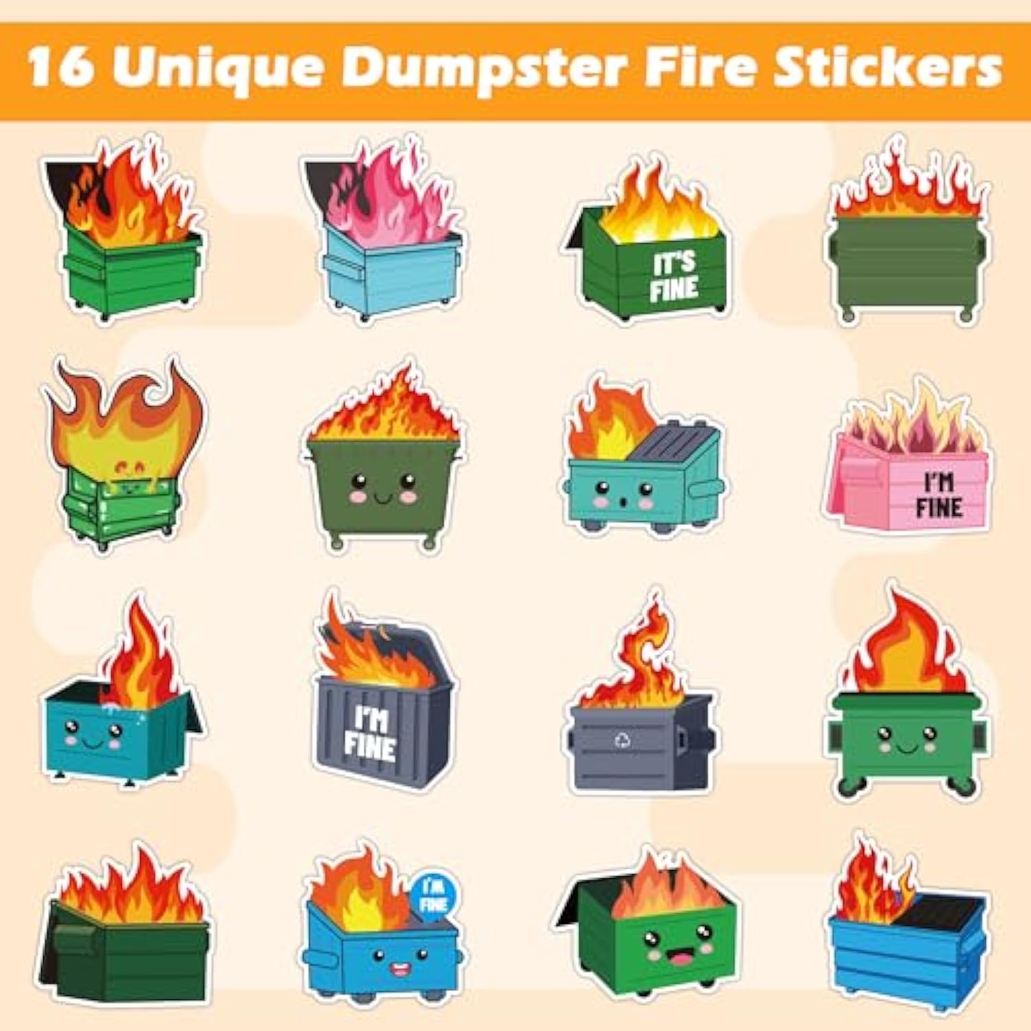 500PCS Dumpster Fire Roll Stickers