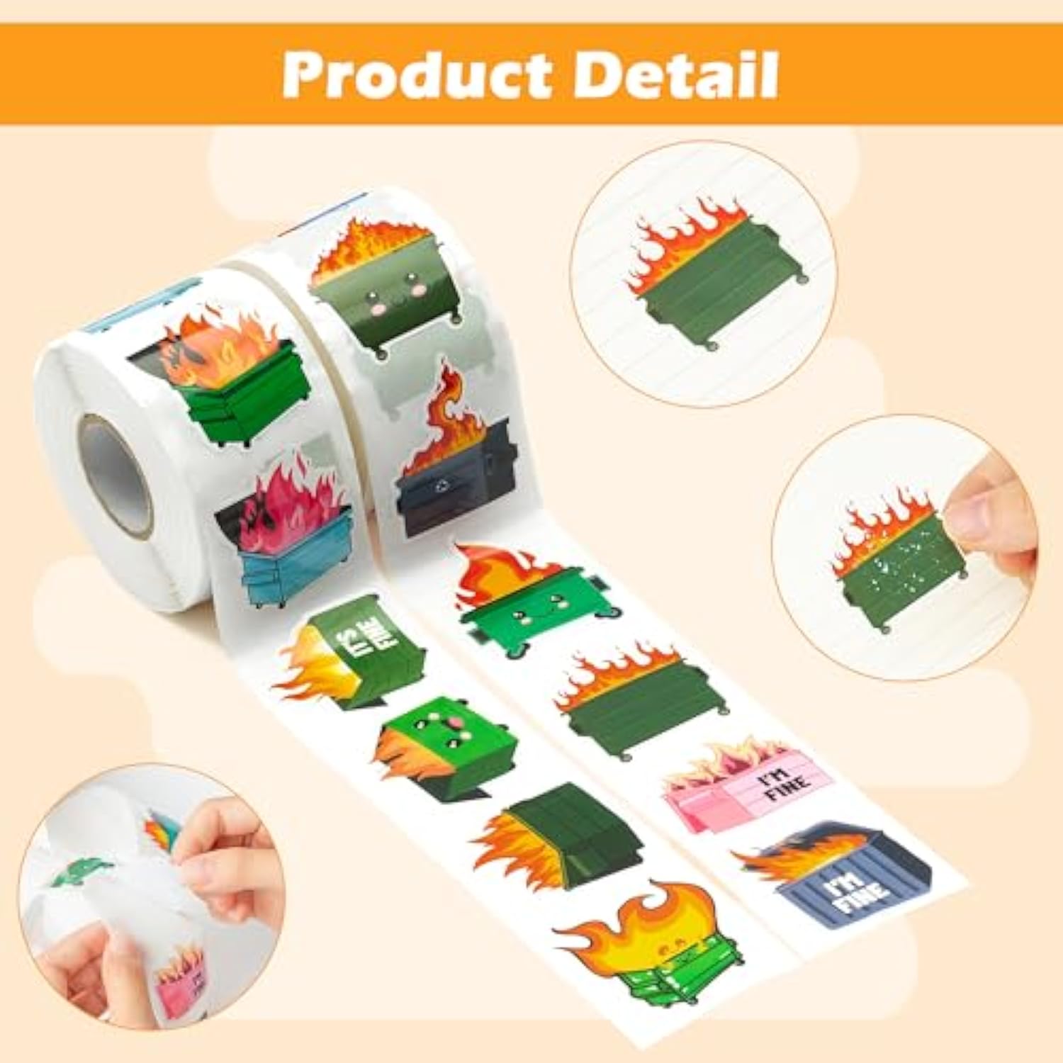 500PCS Dumpster Fire Roll Stickers