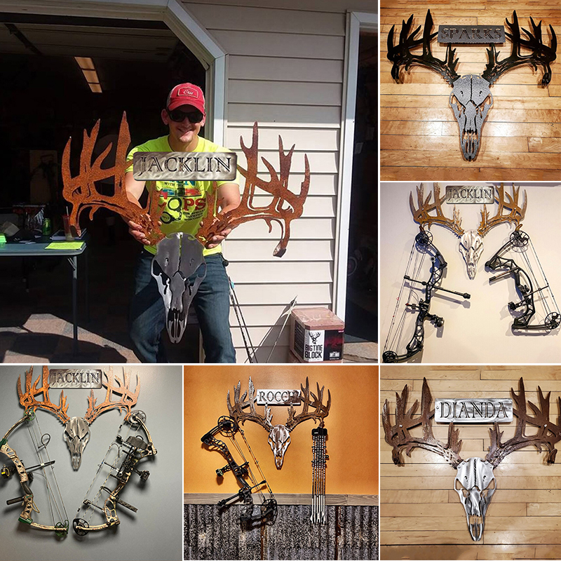 Personalized Metal Deer Skull Bow Rack-The best gift for outdoor lovers