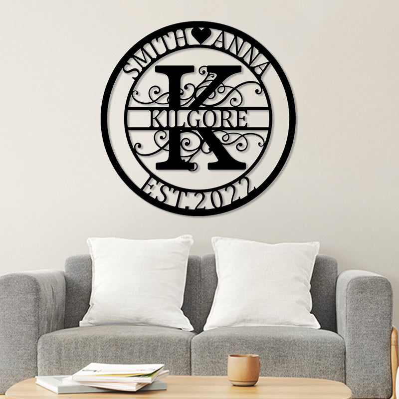 Custom Split Letter Monogram Metal Sign For Wedding Gift