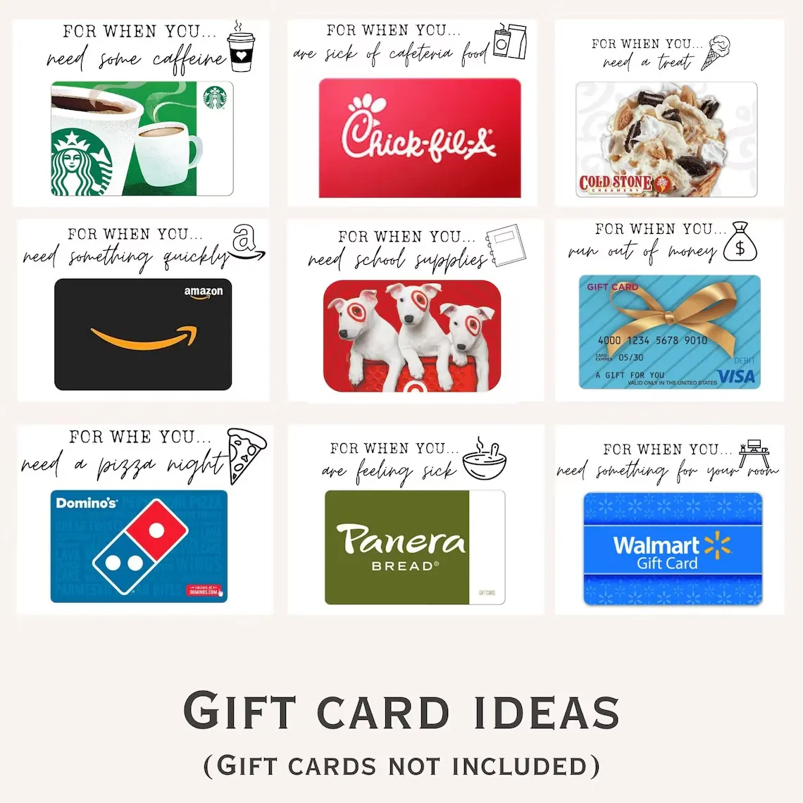 College Gift Card Care Package