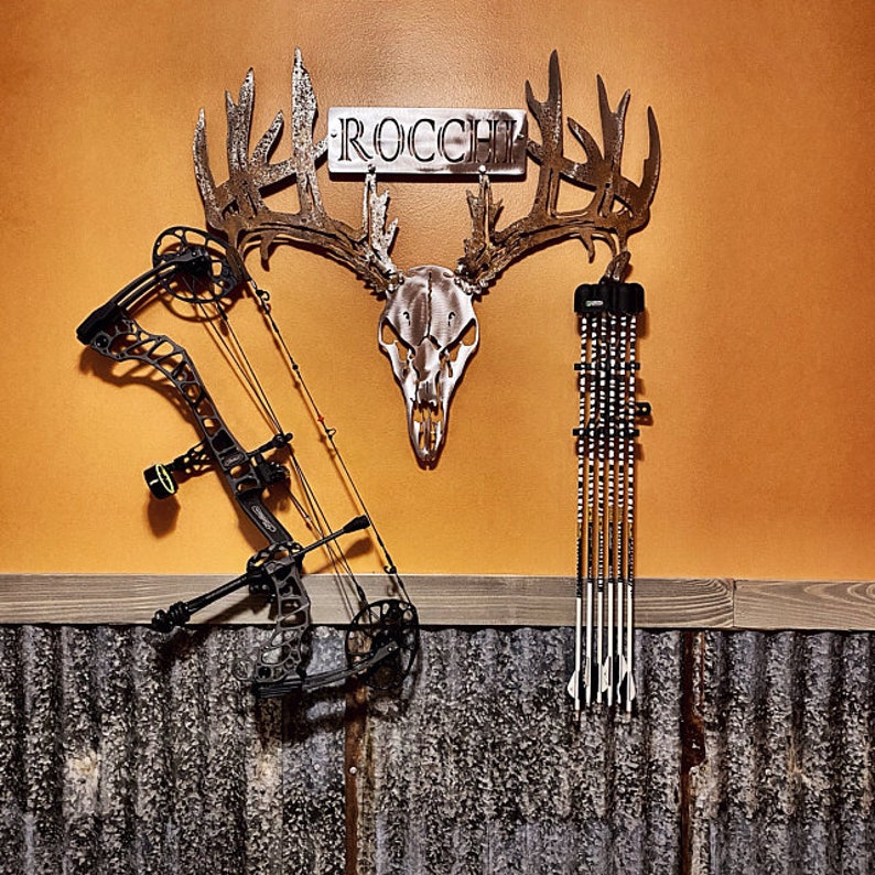 Personalized Metal Deer Skull Bow Rack-The best gift for outdoor lovers