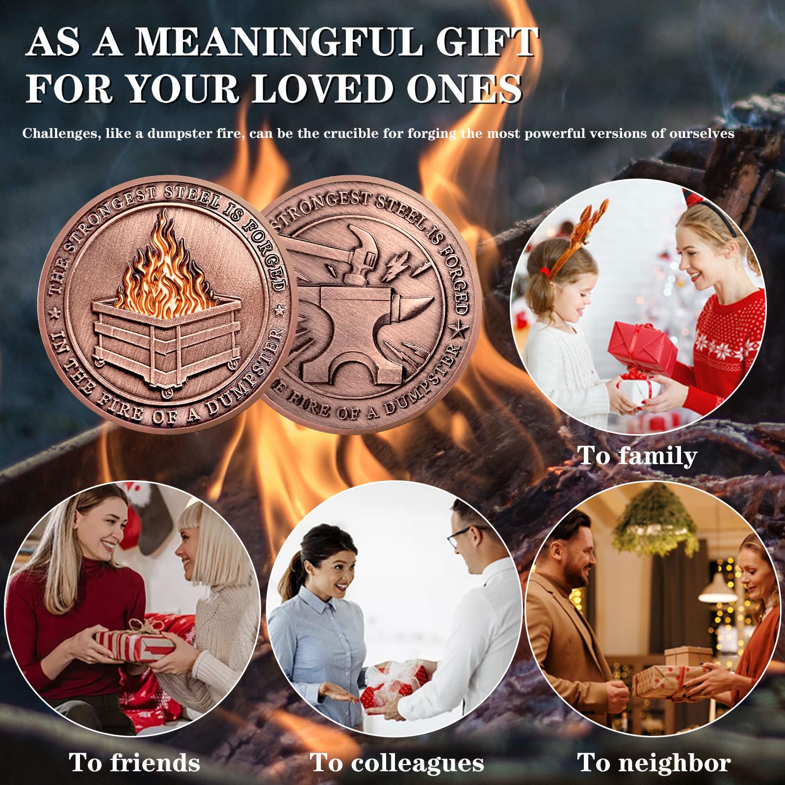 Antique Copper Dumpster Fire Challenge Coins