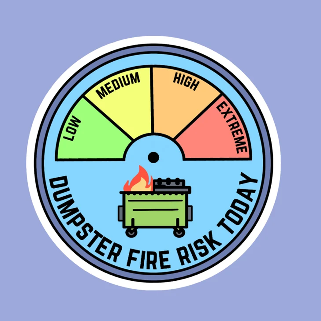 Dumpster Fire Daily Risk Sticker