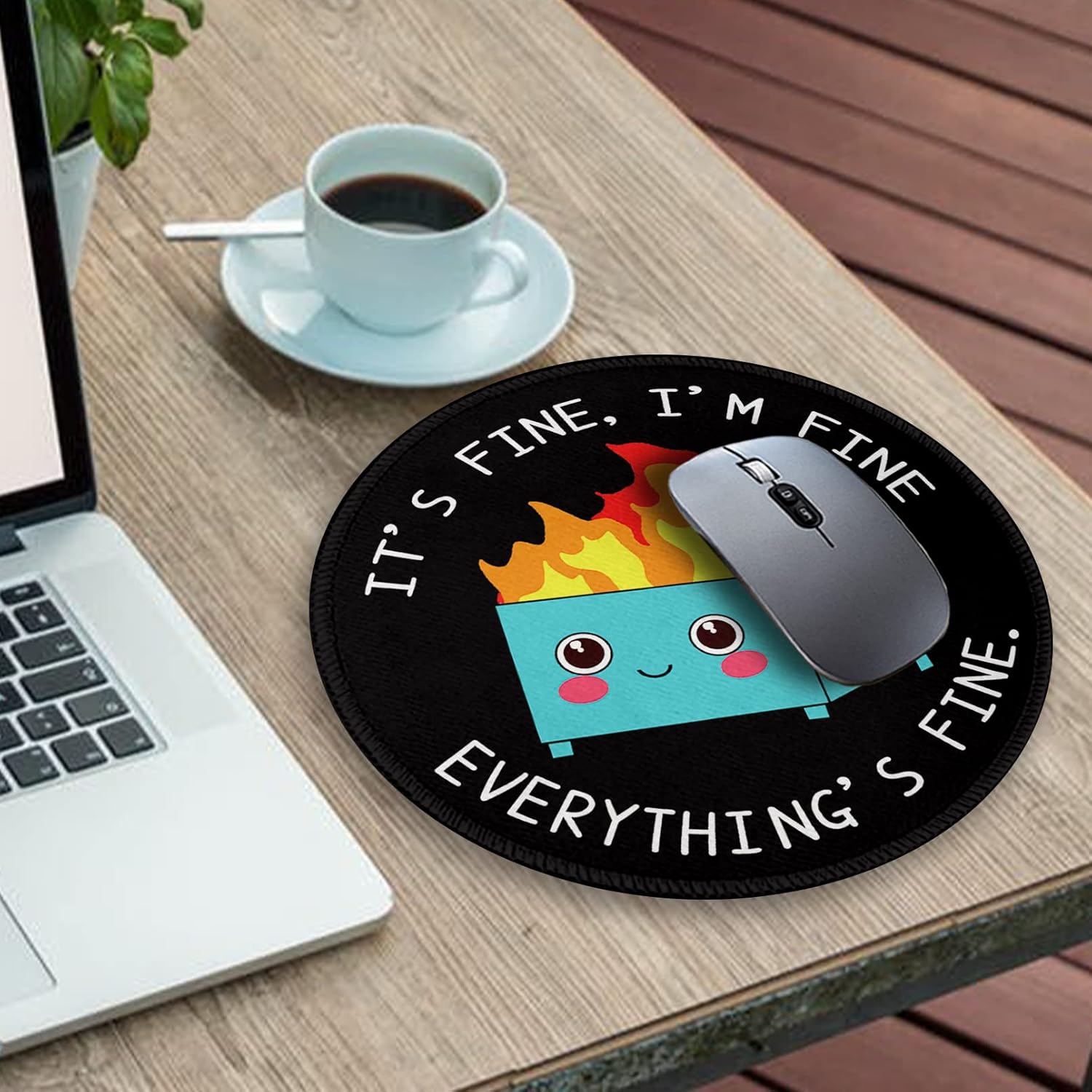 Dumpster on Fire Round Mouse Pad
