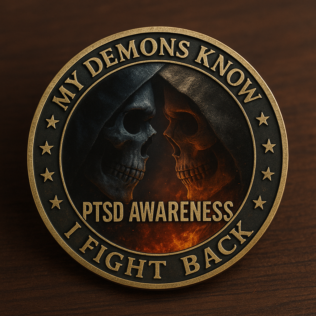 🔥PTSD Awareness Veterans Challenge Coin