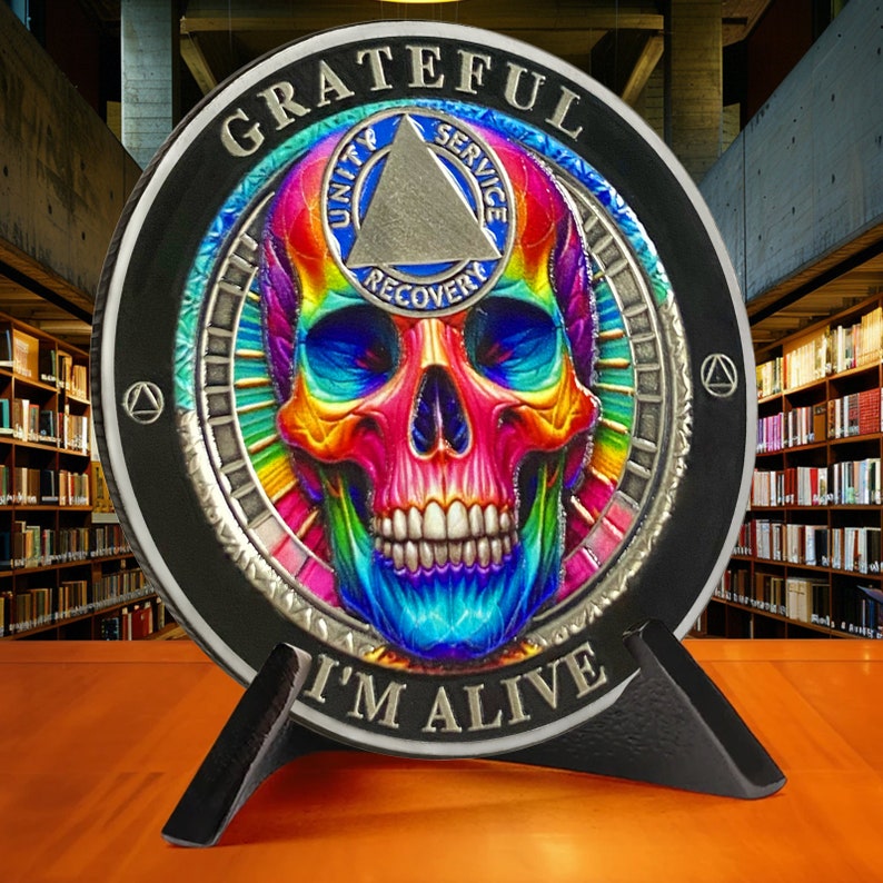 Rainbow Skull Sobriety Coin