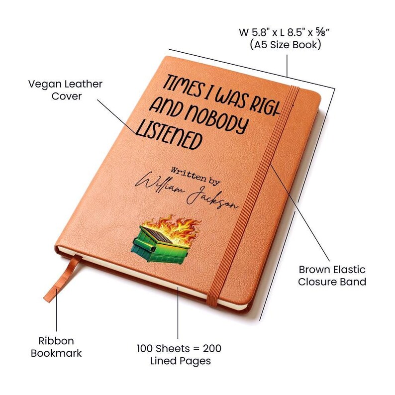 Custom Journal - Funny Dumpster Fire Notebook