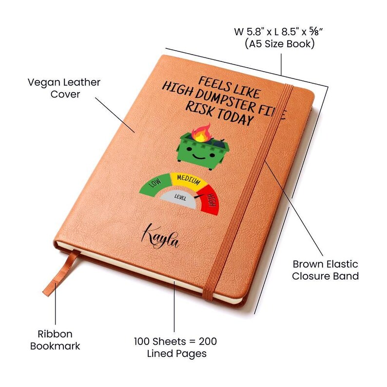 Custom Journal - Feels Like High Dumpster Fire Risk Today Journal