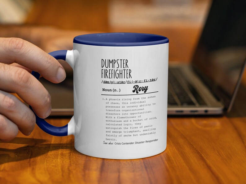 Funny Dumpster Firefighter Mug with Funny Definition