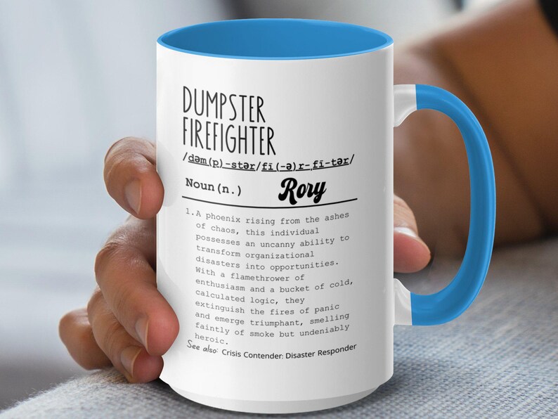 Funny Dumpster Firefighter Mug with Funny Definition