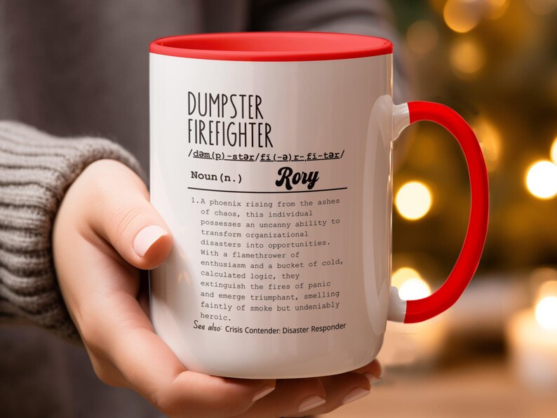 Funny Dumpster Firefighter Mug with Funny Definition