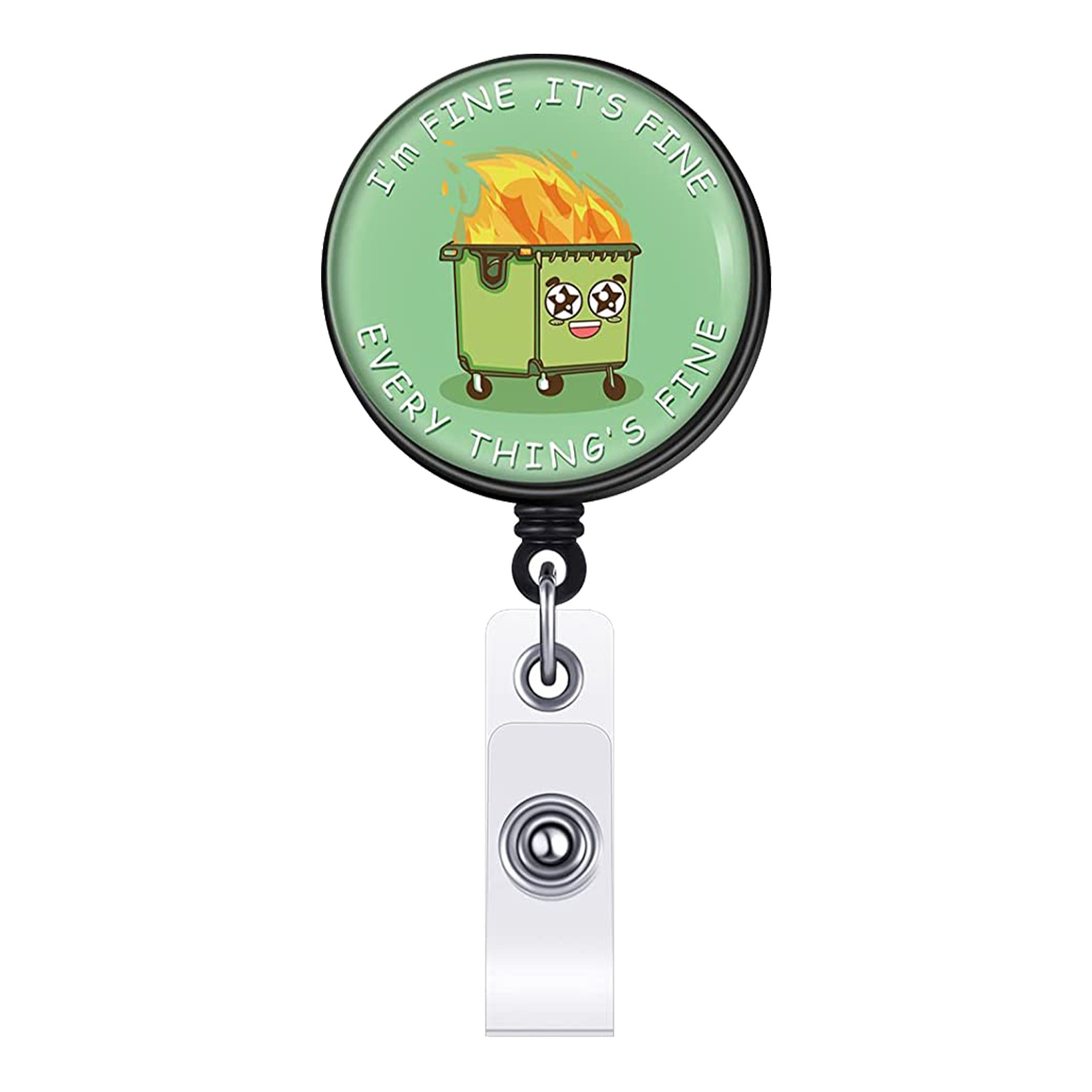 🔥 Dumpster Fire Funny Badge Reel - "It's OK, I'm Fine! Everything is Fine!" 🔥