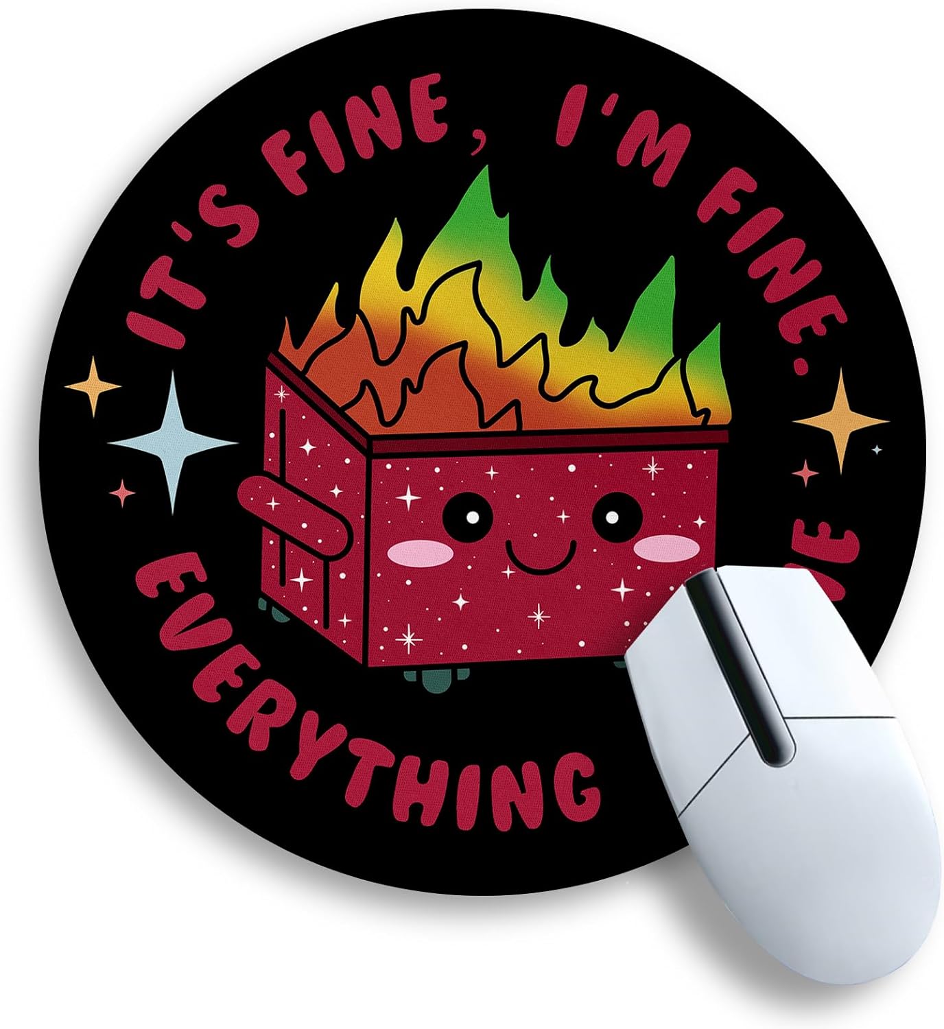 Dumpster on Fire Round Mouse Pad