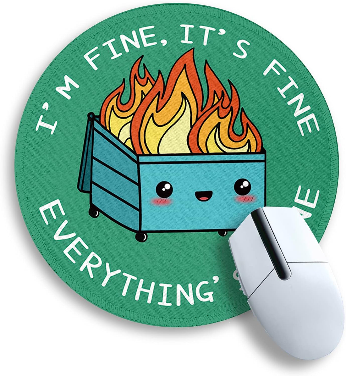 Dumpster on Fire Round Mouse Pad