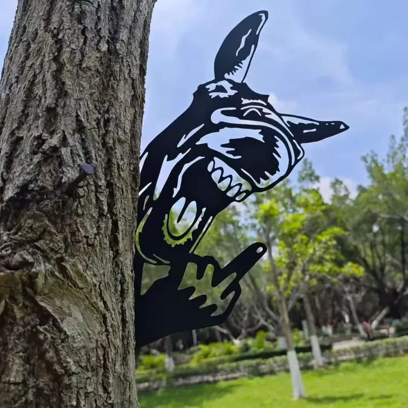 Peeping middle finger animal metal sign🏡Yard Art Decor